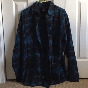 Blue and Black Flannel Button down